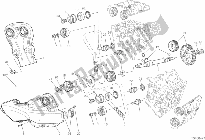 Toutes les pièces pour le Courroie De Distribution du Ducati Streetfighter 848 USA 2015